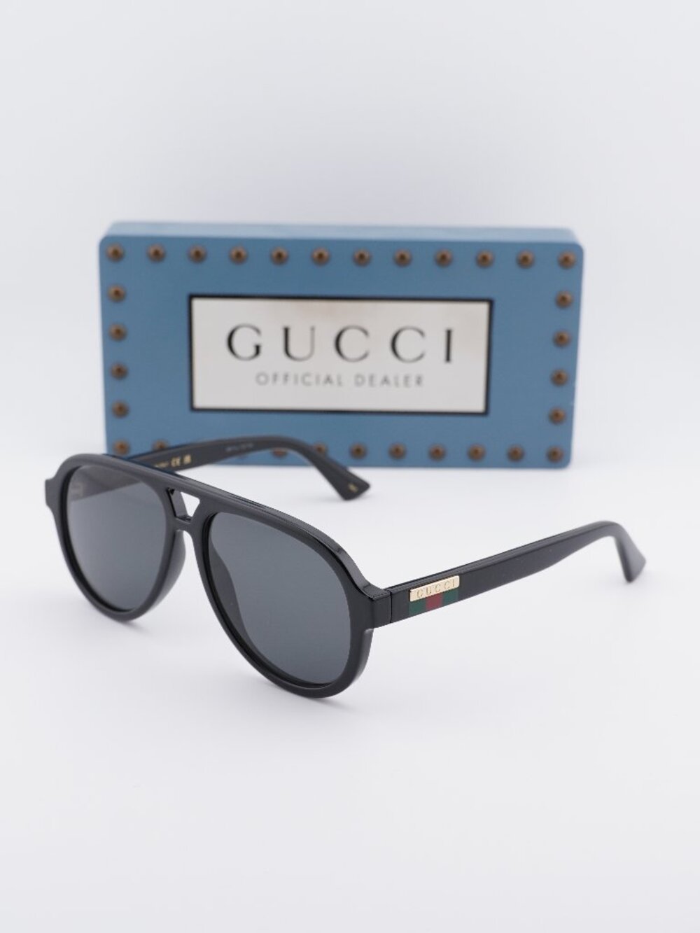 Gucci GG0767S 001 Aviator Men Sunglasses - Black / Grey